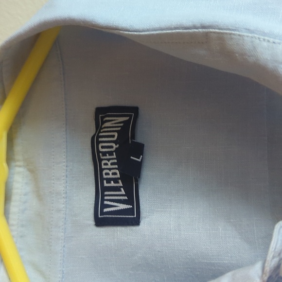 Vilebrequin Men Linen Shirt-Caroubis  Blue - Picture 11 of 16